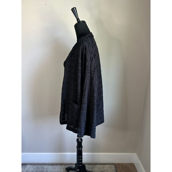 EILEEN FISHER WOMAN Black Organic Cotton Shadow Square Kimono Jacket Size 2XL - Picture 4 of 11